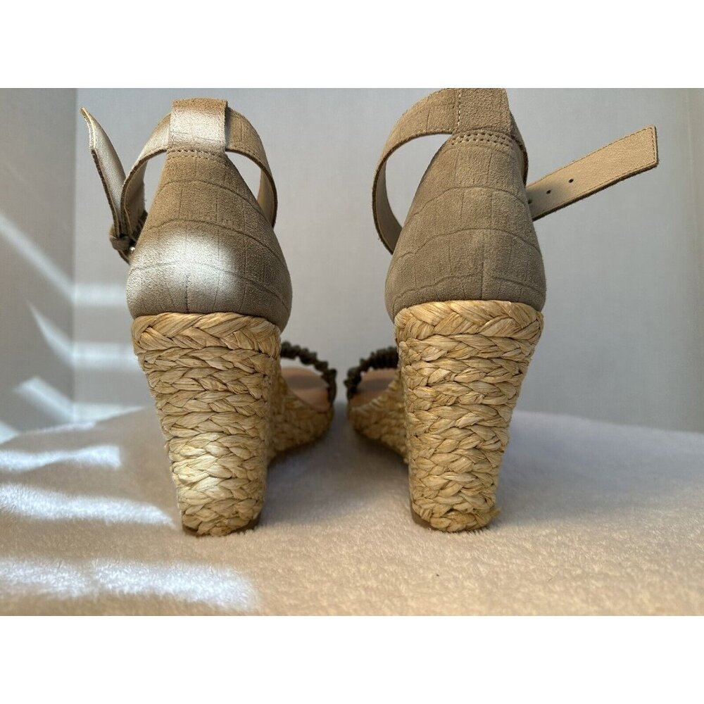 Dolce Vita Noor Espadrille Wedge Sandals 7.5 Light Gray Leather  Ankle Strap - Picture 6 of 12